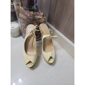 Charlotte Olympia Dolly Leather Platform Stiletto Pumps Size 37/ 7 Beige